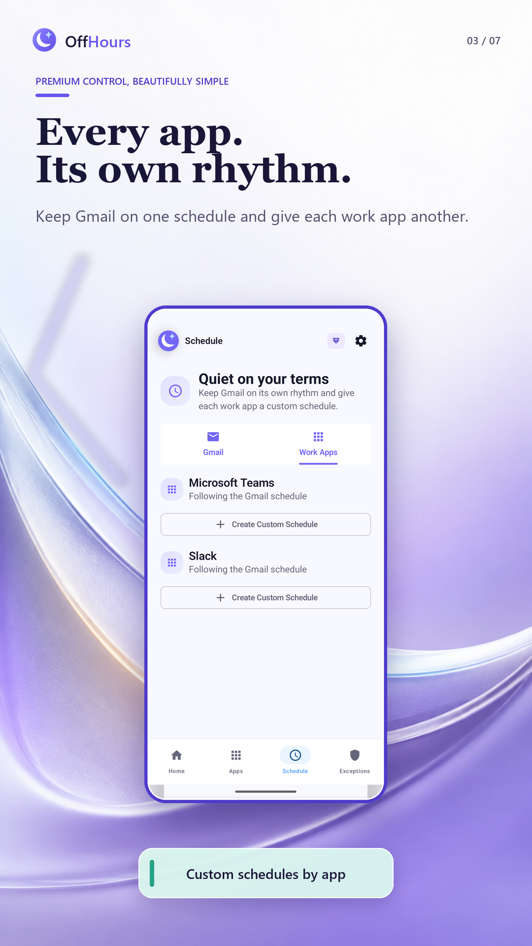 Create independent schedules for your work apps with Premium